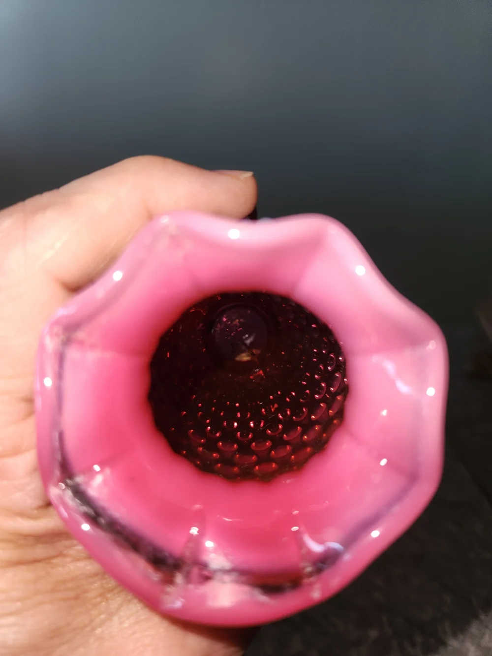Fenton-Cranberry Hobnail SmallGlass Vase